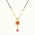 Modern Square Pave & Ruby Accent Mangalsutra