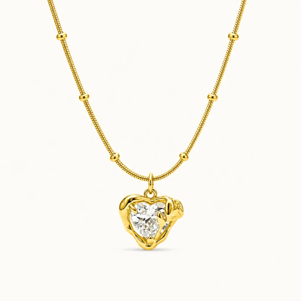 Divayra Molten Heart Necklace With Zirconia