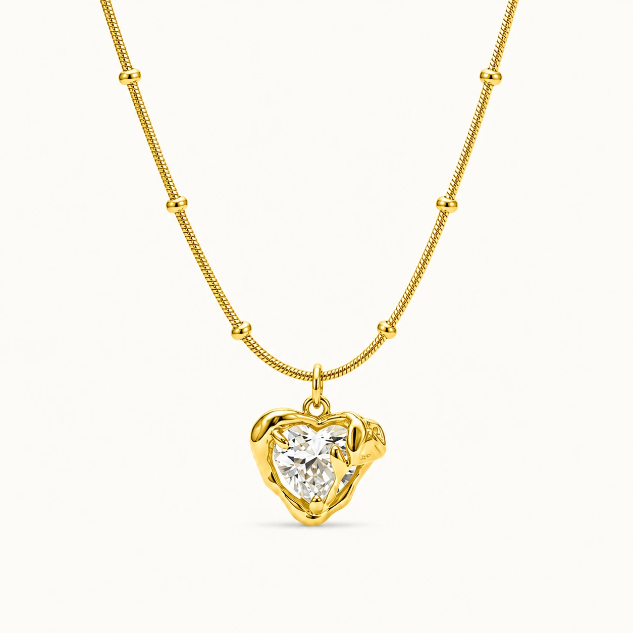 Divayra Molten Heart Necklace With Zirconia