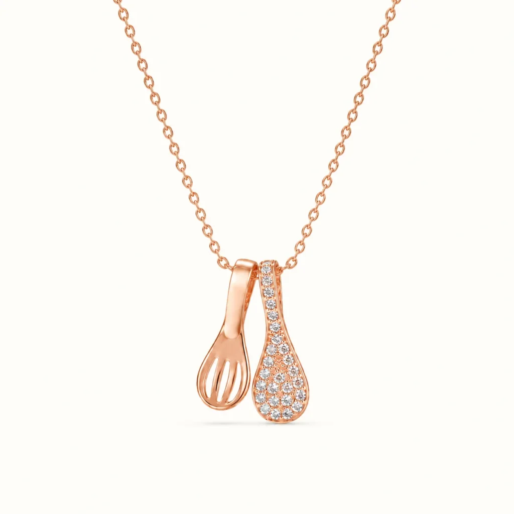 Divayra Rasa - Rose Gold Fork & Spoon Culinary Necklace