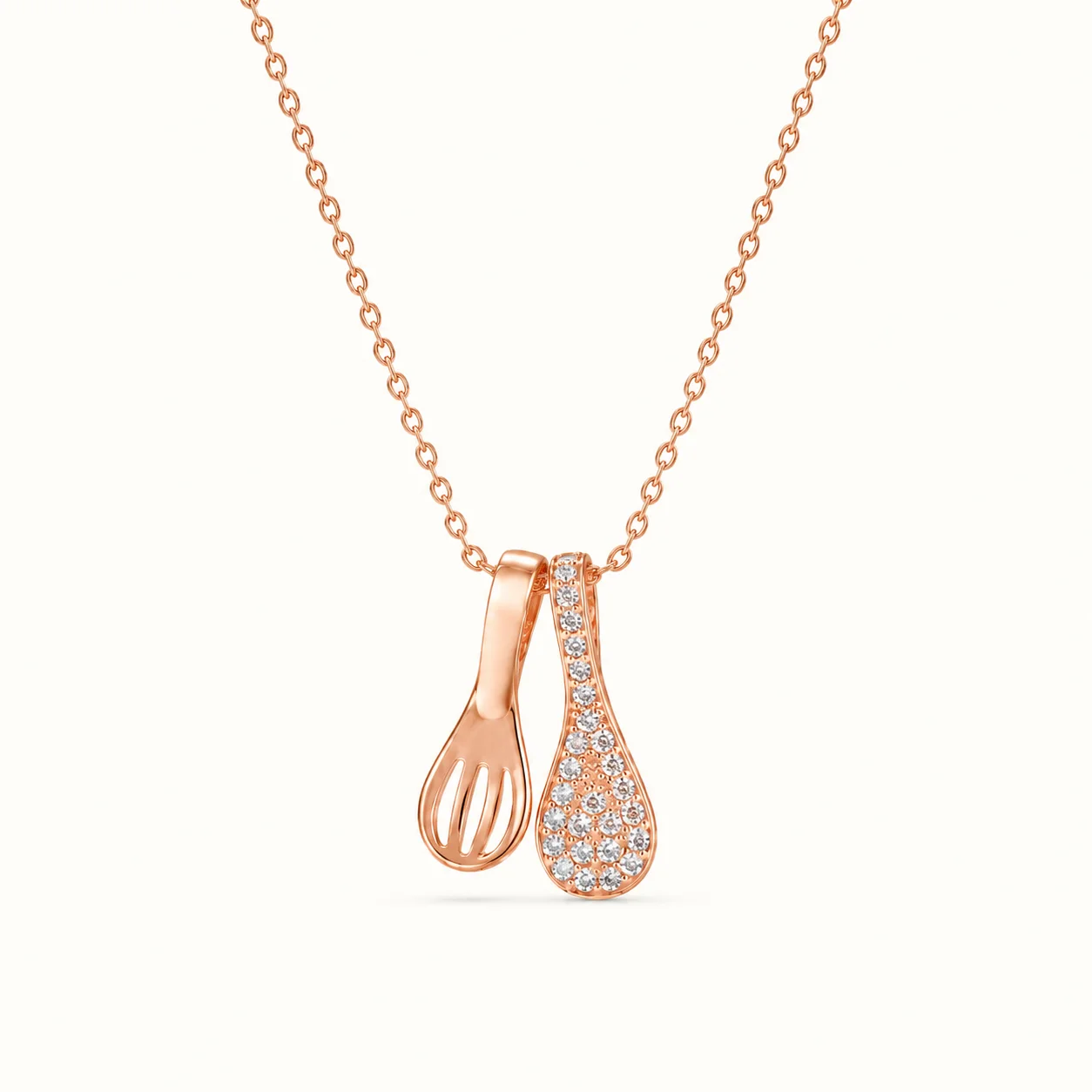 Divayra Rasa - Rose Gold Fork & Spoon Culinary Necklace