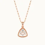 Divayra Rose Gold Beaded Triangle & Trillion Cut Necklace