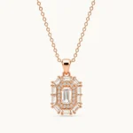 Divayra Zoya - Rose Gold Emerald Cut Baguette Necklace