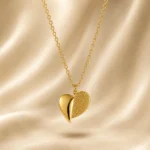 Dual Finish Heart Pendant Necklace - Image 3