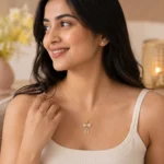 Gold Bow Drop Pendant Necklace - Image 3