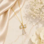 Gold Bow Drop Pendant Necklace - Image 6