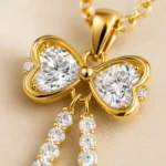 Gold Bow Drop Pendant Necklace - Image 5