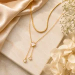 Gold Clover Layered Drop Necklace - Image 3