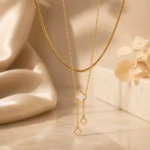 Gold Clover Layered Drop Necklace - Image 7