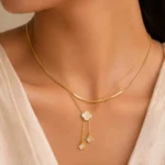 Gold Clover Layered Drop Necklace - Image 2
