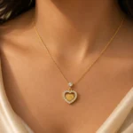 Gold Double Heart Pendant Necklace - Image 2