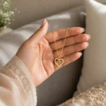 Gold Heart Charm Pendant Necklace with Crystal Accent - Image 6
