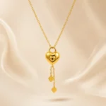 Gold Heart Tassel Pendant Necklace - Image 3