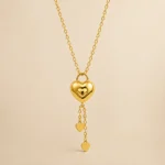 Gold Heart Tassel Pendant Necklace - Image 5