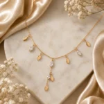 Rose Gold Leaf Drop Necklace - Image 4