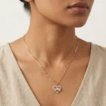 Heart Pendant Necklace with Baguette CZ Stones - Image 2