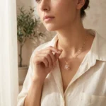 Flower Pendant Necklace with Cubic Zirconia - Image 4