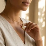Pear Shape Pearl Gold Pendant Necklace - Image 9