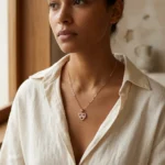Heart Pendant Necklace with Baguette CZ Stones - Image 3