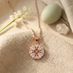 Floral Pendant Necklace with Heart Cut CZ Stones - Image 4