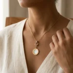 Mother of Pearl Roman Numeral Pendant Necklace - Image 2