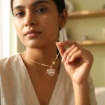 Heart Pendant Necklace with Baguette CZ Stones - Image 6