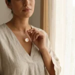 Mother of Pearl Roman Numeral Pendant Necklace - Image 5
