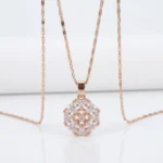 Floral Pendant Necklace with Heart Cut CZ Stones - Image 5