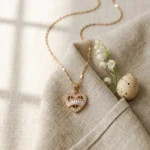 Heart Pendant Necklace with Baguette CZ Stones - Image 5