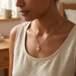 Flower Pendant Necklace with Cubic Zirconia - Image 2