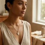 Pear Shape Pearl Gold Pendant Necklace - Image 5