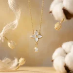 Mother of Pearl Flower Drop Necklace - Image 6