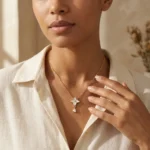 Mother of Pearl Flower Drop Necklace - Image 2