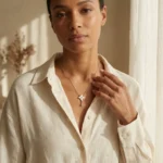 Mother of Pearl Flower Drop Necklace - Image 4