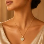 Cable Chain Heart Pendant Necklace with gold-tone pavé stone heart charm