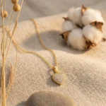 Cable Chain Heart Pendant Necklace with gold-tone pavé stone heart charm