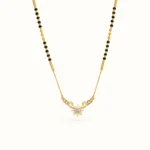 Designer Celestial Bloom Mangalsutra in 1-Gram Gold-Plated Finish with Solitaire CZ Floral Pendant and Black Bead Chain