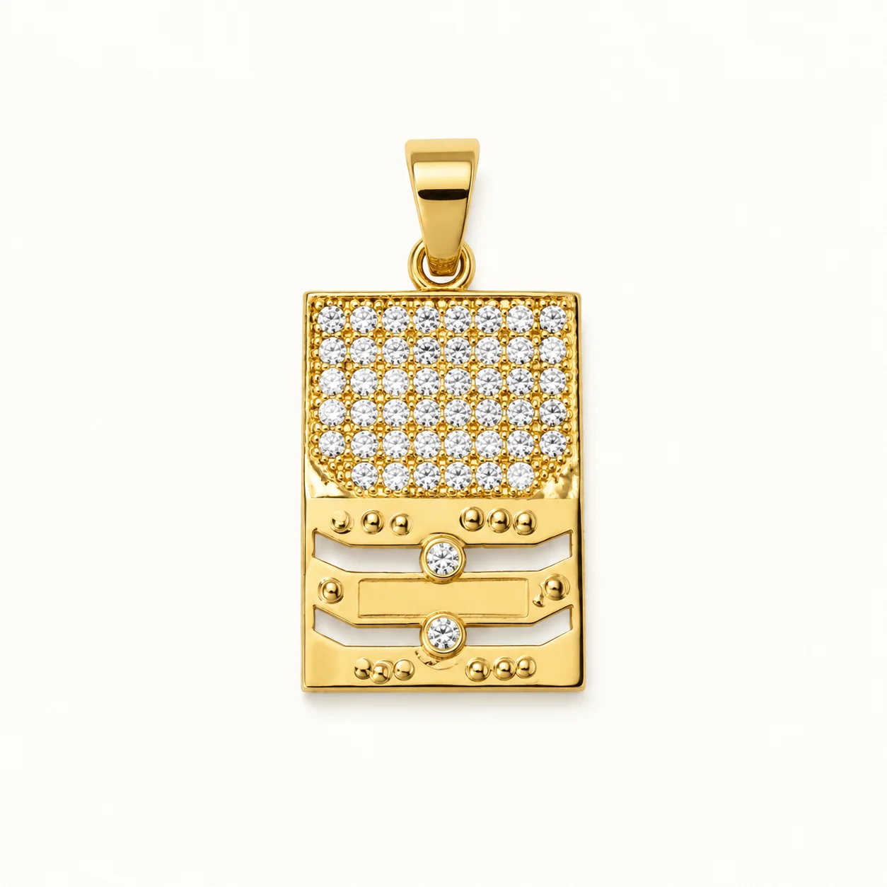 Designer Circuit Bar Pendant in 22K Gold Finish with Cubic Zirconia Stones for Men Designer Circuit Bar Pendant in 22K Gold Finish with Cubic Zirconia Stones for Men