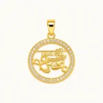 Designer Jay Shree Ram Pendant in 22K Gold Finish with Premium Stone Halo for Men