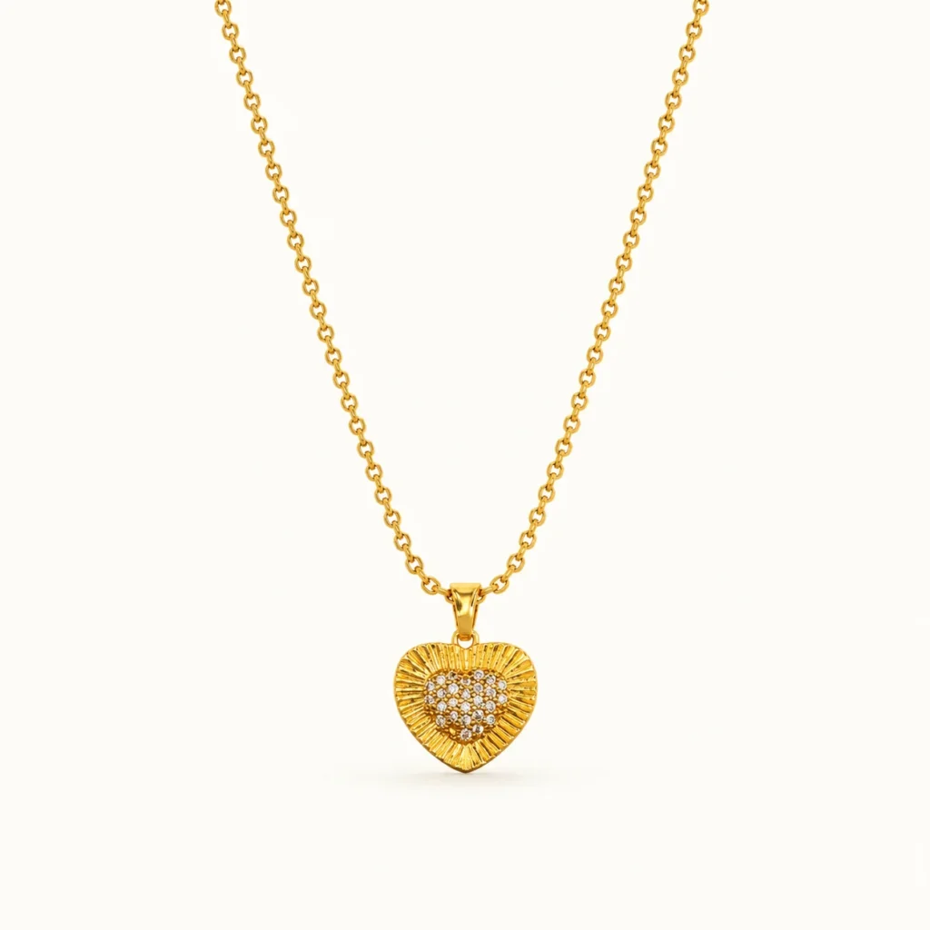 Divayra Aurielle Sunburst Heart Cable Chain Necklace (4)
