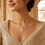 Divayra Blush Halo Pink Heart Cable Chain Necklace with pink pavé CZ stones, clear crystal border and polished gold-tone oval links