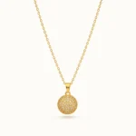 Divayra Celeste Pave Sphere Cable Chain Necklace with clear CZ crystal ball pendant and delicate gold-tone oval links (5)