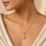 Divayra Celeste Pave Sphere Cable Chain Necklace with clear CZ crystal ball pendant and delicate gold-tone oval links