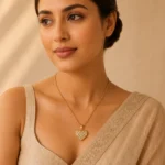 Divayra Celestia Quilted Heart Curb Chain Necklace with clear CZ stones and polished gold-tone lattice pendant (2)