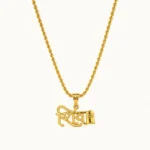 Divayra Designer Lord Shiva Pendant Chain For Men in 18K Gold Finish with Devanagari Shiv pendant and rope chain