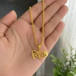 Divayra Designer Lord Shiva Pendant Chain For Men in 18K Gold Finish with Devanagari Shiv pendant and rope chain