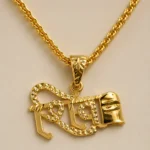 Divayra Designer Lord Shiva Pendant Chain For Men in 18K Gold Finish with Devanagari Shiv pendant and rope chain