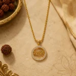 Divayra Designer Men’s Mahadev Pendant With Rope Chain in 18K Gold Finish with CZ round pendant