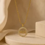 Divayra Designer Men’s Mahadev Pendant With Rope Chain in 18K Gold Finish with CZ round pendant