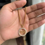 Divayra Designer Men’s Mahadev Pendant With Rope Chain in 18K Gold Finish with CZ round pendant
